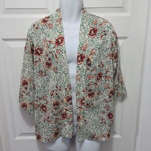One Size (Ptp 27") Chic Floral Women's Kimono Top